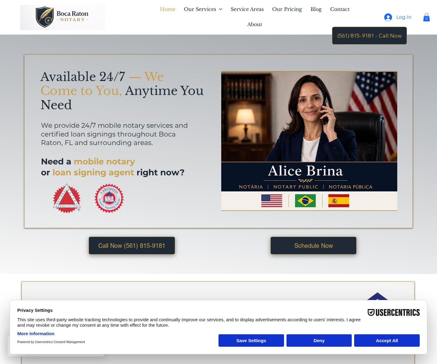 Boca Raton Notary homepage preview