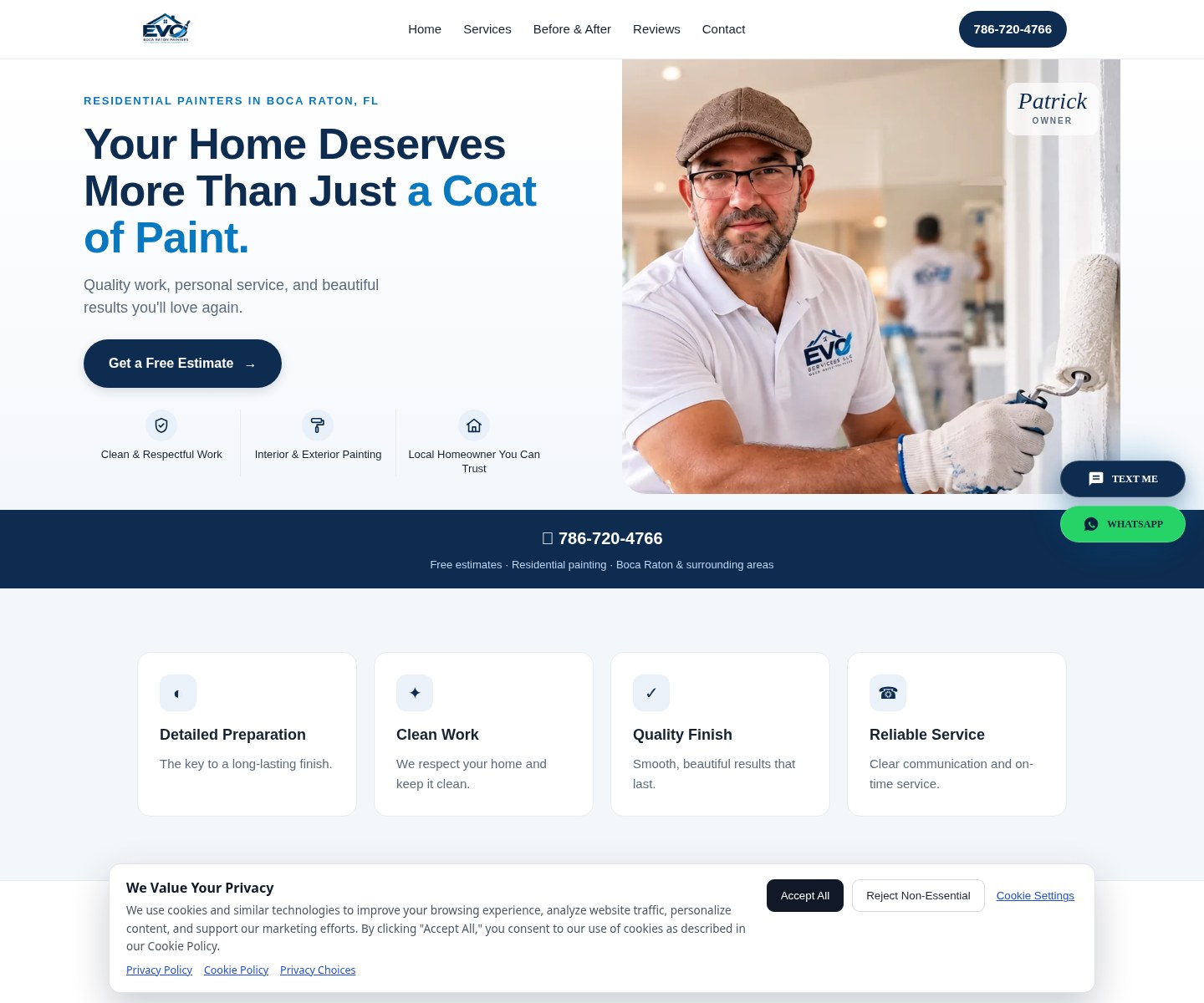 EVO Boca Raton Painters homepage preview